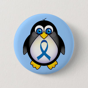 Pinguin-blaues Band-Bewusstsein Button