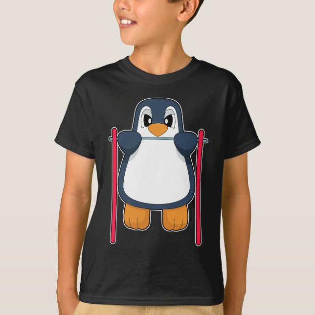 Pinguin Bodybuilder Pull ups T-Shirt (Vorderseite)