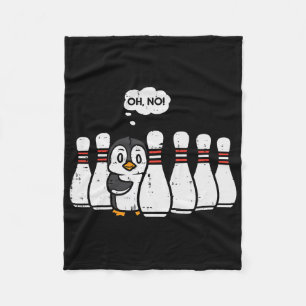 Pinguin Bowling Buttone Oh No Funny Bowler Player Fleecedecke