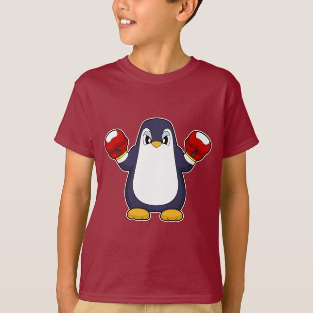 Pinguin Boxer Boxhandschuhe Boxen T-Shirt (Vorderseite)