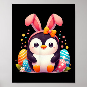 Pinguin Bunny Ostertag Kinder Jungen Mädchen Poster