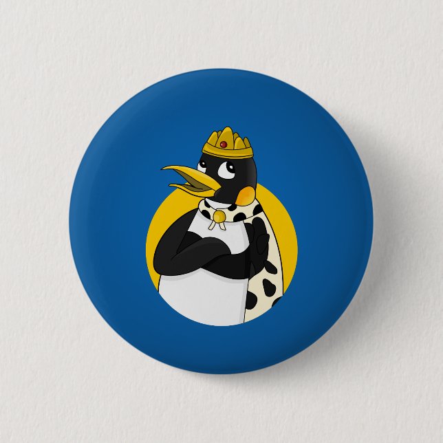 Pinguin-Cartoon Button (Vorderseite)