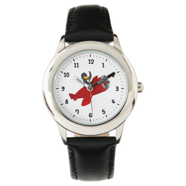 Pinguin-Cartoon-Uhr Armbanduhr (Vorderseite)