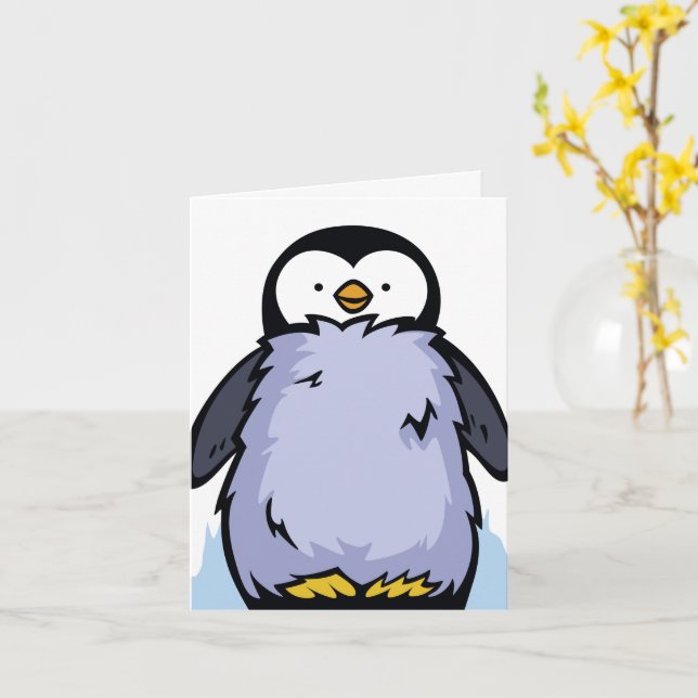 Pinguin Chick Big Grußkarte Karte (Gelbe Blume)