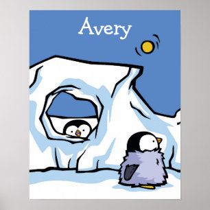 Pinguin Chick Flüchtige Blick-a-Boo Poster