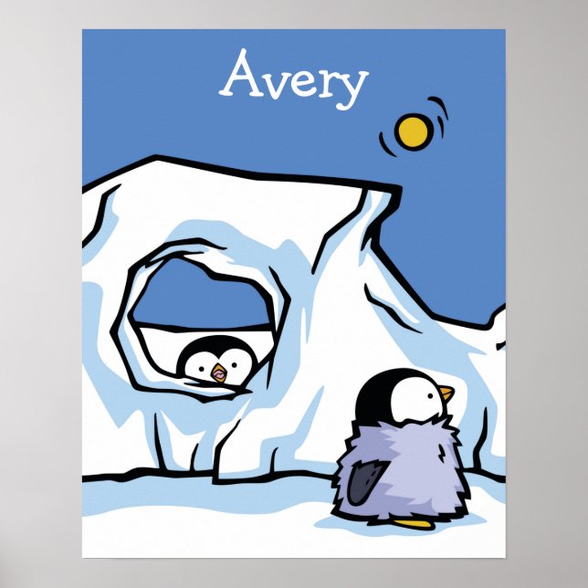 Pinguin Chick Flüchtige Blick-a-Boo Poster (Vorne)