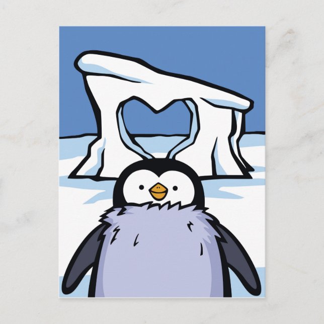 Pinguin Chick Heart Post Card Postkarte (Vorderseite)