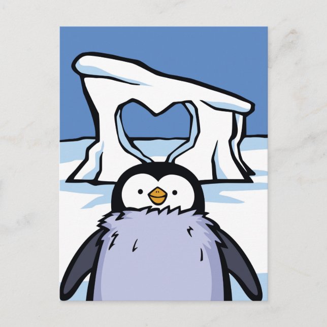 Pinguin Chick Heart Post Card Postkarte (Vorderseite)