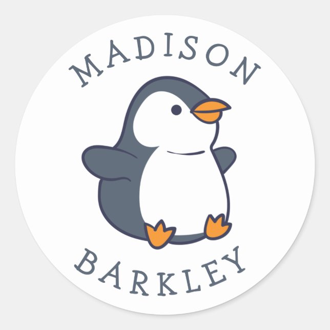 Pinguin Children's Adorable Envelope Robbenkleber Runder Aufkleber (Vorderseite)