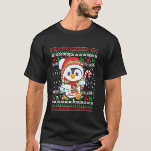 Pinguin Christmas Lights Weihnachtsmannmütze Ugly T-Shirt