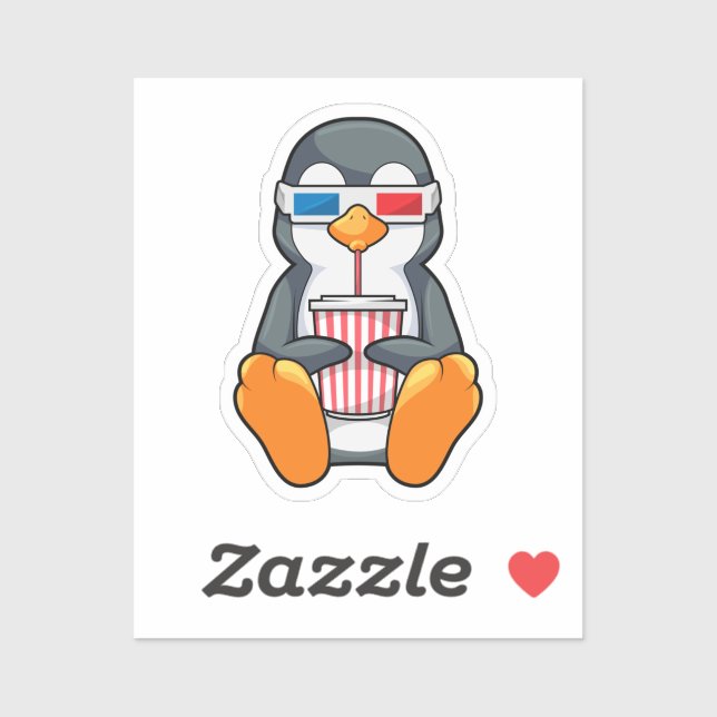 Pinguin Cinema Brille Trinktasse Aufkleber (Blatt)