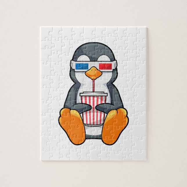Pinguin Cinema Brille Trinktasse Puzzle (Vertikal)