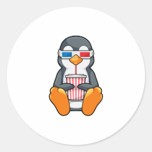Pinguin Cinema Brille Trinktasse Runder Aufkleber