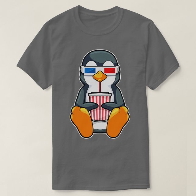 Pinguin Cinema Brille Trinktasse T-Shirt (Design vorne)