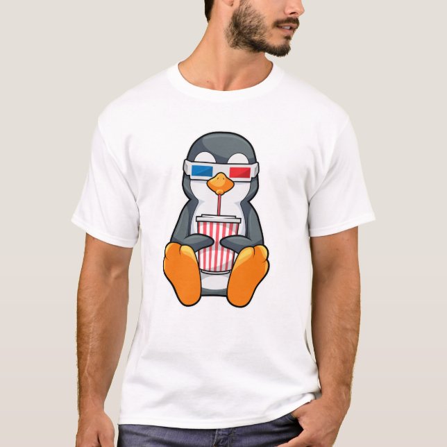 Pinguin Cinema Brille Trinktasse T-Shirt (Vorderseite)