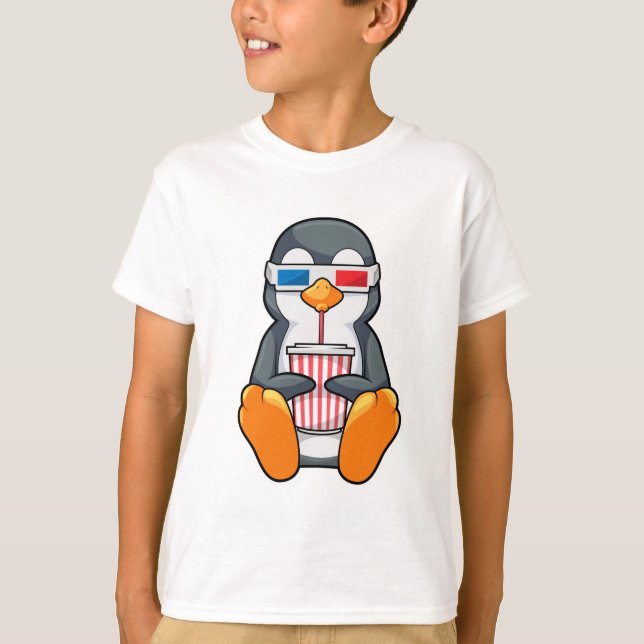 Pinguin Cinema Brille Trinktasse T-Shirt (Vorderseite)