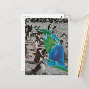 Pinguin-Collage Postkarte