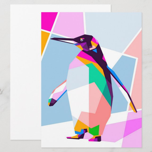 Pinguin Color Geometric | Kunstgeschenk (Vorne/Hinten)