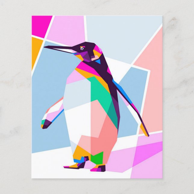 Pinguin Color Geometric | Kunstgeschenk (Vorderseite)