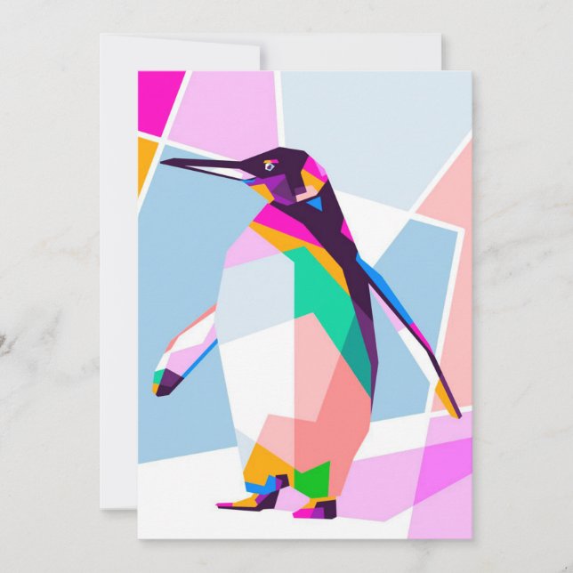 Pinguin Color Geometric | Kunstgeschenk Ankündigung (Vorderseite)