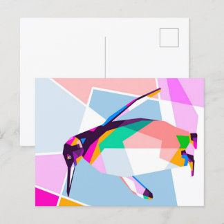 Pinguin Color Geometric | Kunstgeschenk Feiertagspostkarte