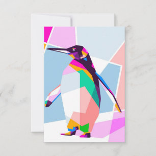 Pinguin Color Geometric   Kunstgeschenk RSVP Karte