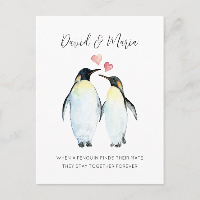 Pinguin Couple Liebe You Forever Jubiläum Postkarte (Vorderseite)
