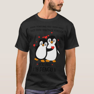 Pinguin Couple Lover Matching Hearts Day Happy Val T-Shirt