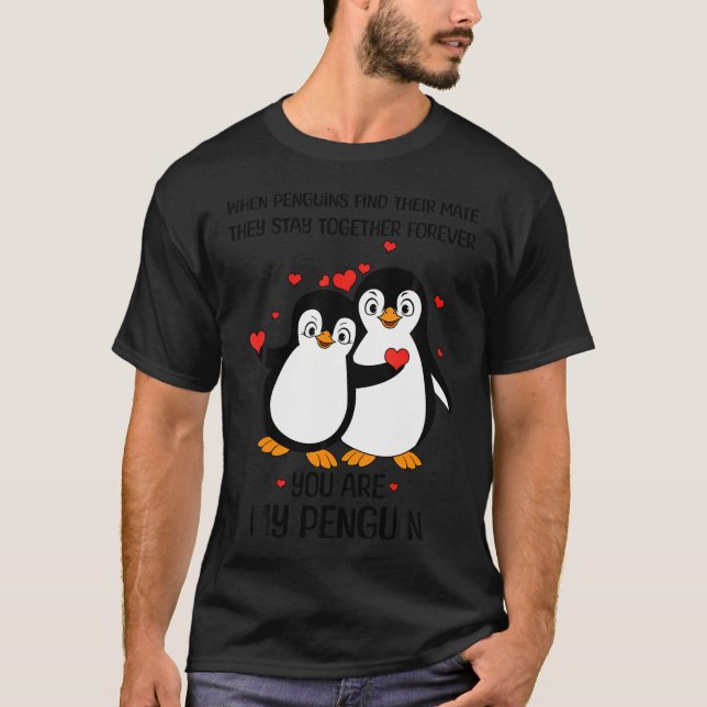 Pinguin Couple Lover Matching Hearts Day Happy Val T-Shirt (Vorderseite)