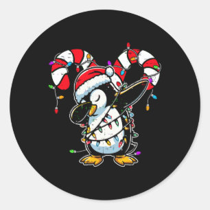 Pinguin Dab Weihnachts-Weihnachtsbaum-Winter-Klein Runder Aufkleber