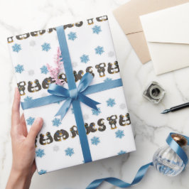Pinguin Danke Winter Snow Pinguine Schneeflocken Geschenkpapier