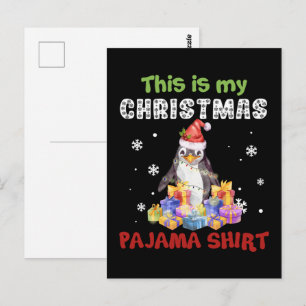Pinguin das ist mein Weihnachts-Pajama-Shirt Postkarte