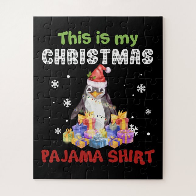 Pinguin das ist mein Weihnachts-Pajama-Shirt Puzzle (Vertikal)