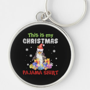 Pinguin Das ist mein Weihnachts-Pyjama-Shirt Schlüsselanhänger