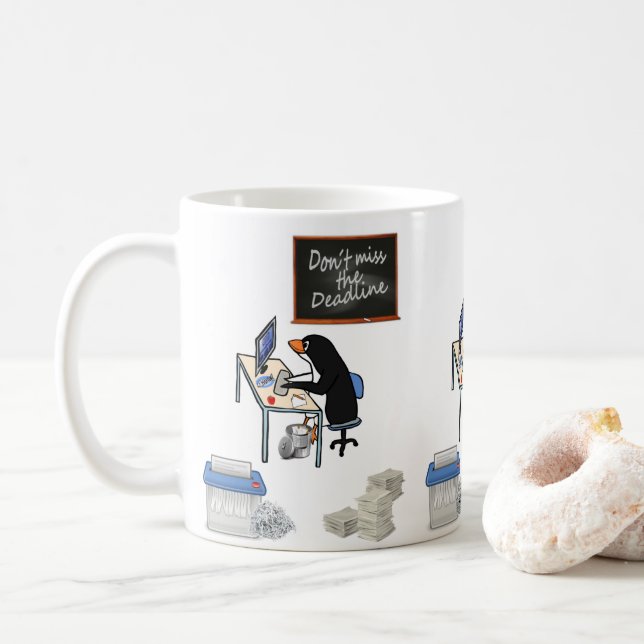 Pinguin Deadline-Tasse Kaffeetasse (Mit Donut)