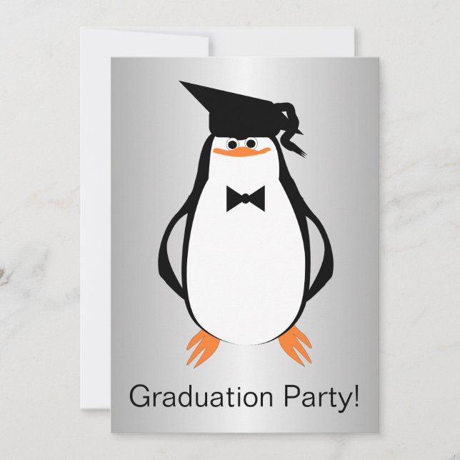 Pinguin Design Graduation Party Einladung (Vorderseite)