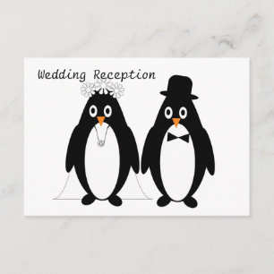 Pinguin Design Hochzeitsempfang Begleitkarte