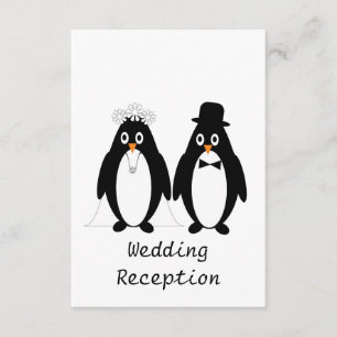 Pinguin Design Hochzeitsempfang Begleitkarte