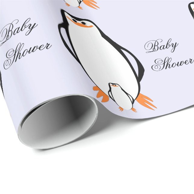 Pinguin Design Personalisierte Babydusche Geschenkpapier (Rolleneckpunkt)