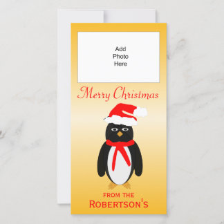 Pinguin Design Personalisierte Weihnachtsfotokarte Feiertagskarte