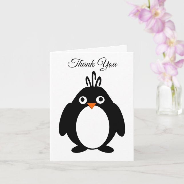 Pinguin Design Vielen Dank Karte (Orchidee)