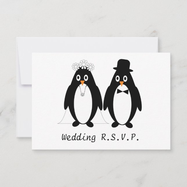 Pinguin Design Wedding RSVP (Vorderseite)