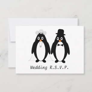 Pinguin Design Wedding RSVP Karte
