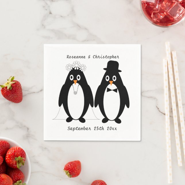 Pinguin Design Wedding Serviette (Beispiel)