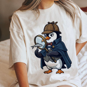 Pinguin-Detektiv mit Lupe und Fisch Tri-Blend Shirt