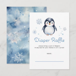 Pinguin Diaper Raffle Card - Winterthema Begleitkarte