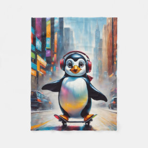 Pinguin Digital Art Malerei Cool Fleecedecke