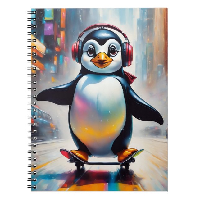 Pinguin Digital Art Malerei Cool Notizblock (Vorderseite)