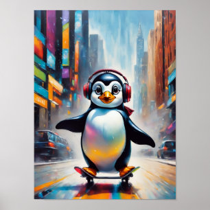 Pinguin Digital Art Malerei Cool Poster