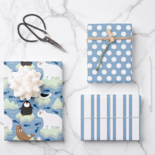 Pinguin Eisbär Robbe Geschenkpapier Set von 3